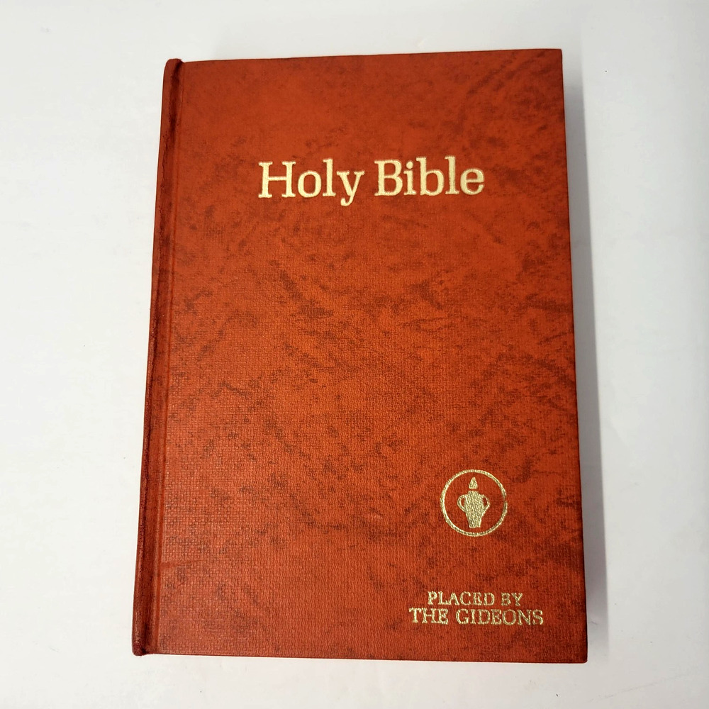 Vintage 1976 Holy Bible KJV Gideons Dial Orange HC King James Hotel Bible Text